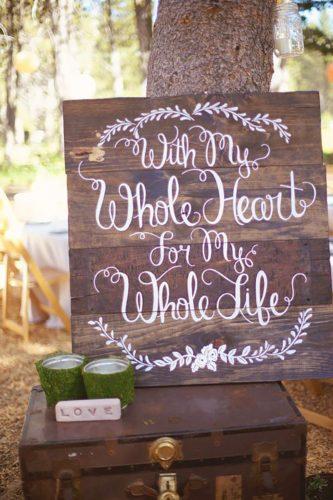 rustic wedding ideas gorgeous wooden-sign emily heizer
