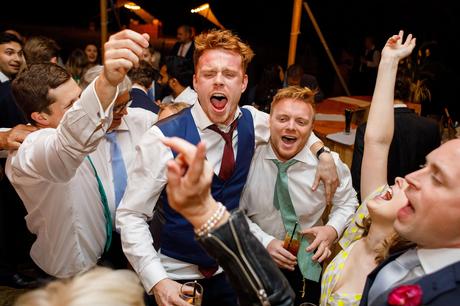 Summer Solstice Wedding – Polly and Steve wedding guests on the dancefloor
