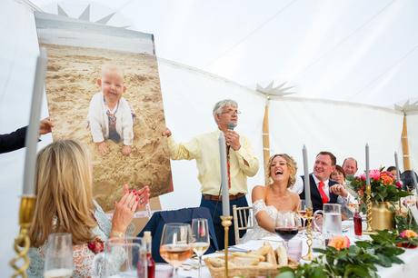 Summer Solstice Wedding – Polly and Steve embarrassing photos during the speeches