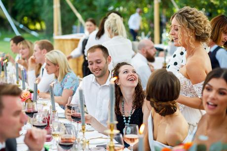Summer Solstice Wedding – Polly and Steve the bride chats with her guests