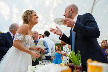 Summer Solstice Wedding – Polly and Steve the bride chats to one of her wedding guests