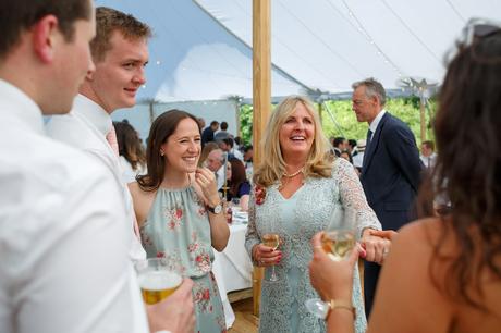 Summer Solstice Wedding – Polly and Steve the grooms mother chatting with guests