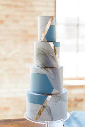 wedding ideas modern tall cake marble with blue and gold photographybylauryn