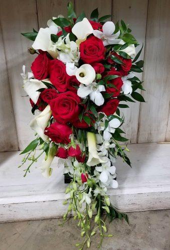 bridal bouquet shapes white red cascade bouquet strelitziaflowerco