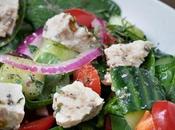 Vegan Greek Salad with Oil-Free Dressing Tofu Feta