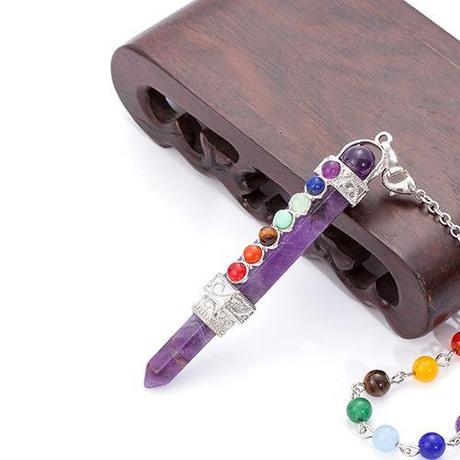 Natural Crystal Chakra Pendulum WandPendant / NecklaceLight Yellow Gold Color