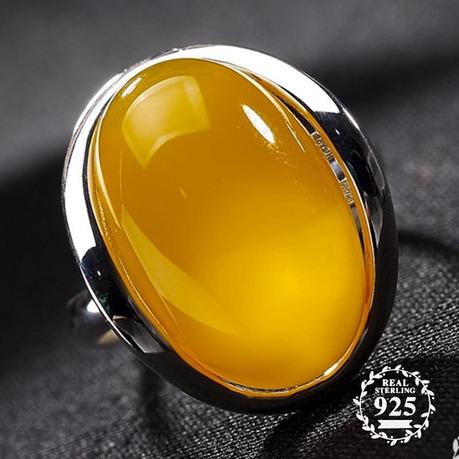 Amber Ring - 925 Sterling Silver - ResizeableRing
