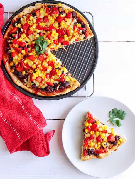 Barbecue Black Bean, Red Pepper, and Corn Pizza