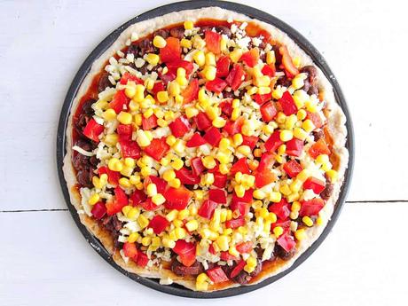 Barbecue Black Bean, Red Pepper, and Corn Pizza