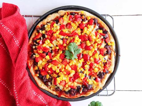 Barbecue Black Bean, Red Pepper, and Corn Pizza