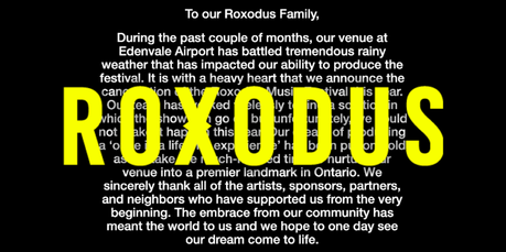 Roxodus Music Fest Officially Announces 2019 Cancellation