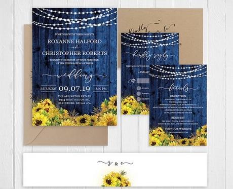 sunflower wedding invitations sunflower and blue wedding invite with respond card