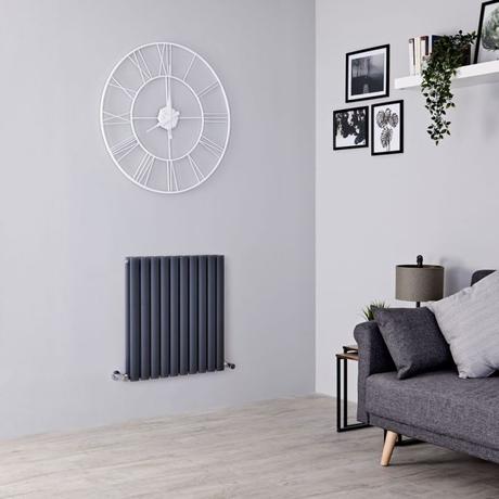 Milano Aruba designer radiator on a gray wall.