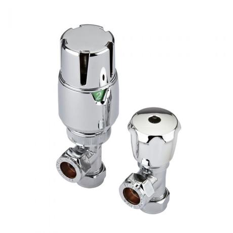 Milano - Thermostatic Chrome Angled Radiator Valves (Pair)