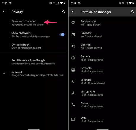 Android Q App Permissions Control