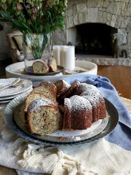 healthier banana walnut bundt cake