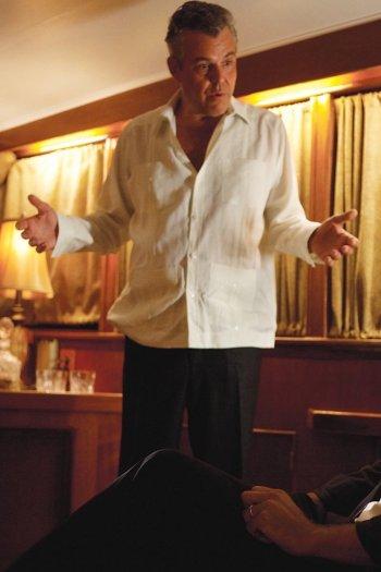 Magic City: Ben the Butcher’s White Linen Guayabera Magic City: Ben the Butcher’s White Linen Guayabera