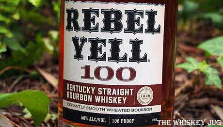 Label for the Rebel Yell 100 Bourbon Whiskey