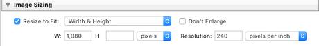 Image resolution settings for Instagram in Lightroom