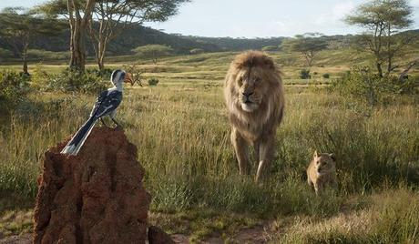 John Oliver as Zazu, James Earl Jones as Mufasa and JD McCrarry as Simba the cubs in The Lion King (2019)
