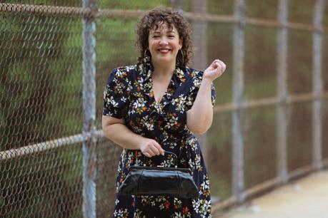 Navy Floral Midi Wrap Dress