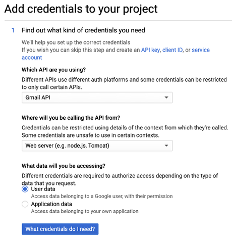 api credentials gmail