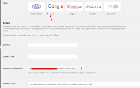wp mail smtp gmail configuration