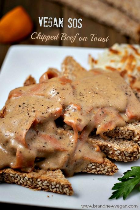 vegan chipped beef on toast