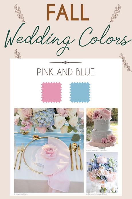 fall wedding colors palette pink and blue