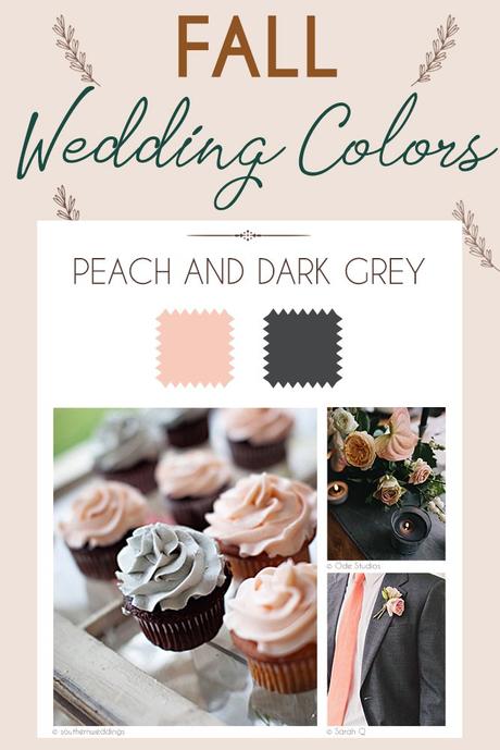 fall wedding colors palette peach and dark grey