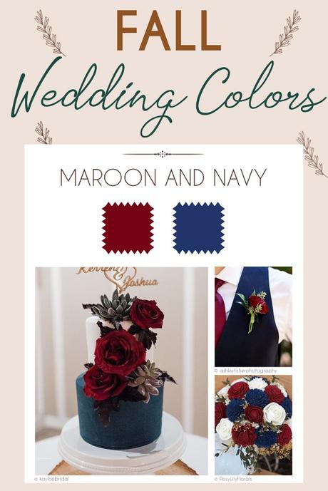 fall wedding colors palette maroon and navy