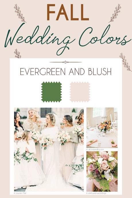 fall wedding colors palette evergreen blush