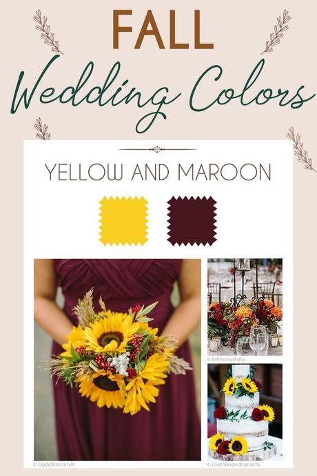 fall wedding colors palette yellow and maroon