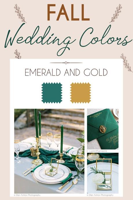 fall wedding colors palette emerald gold