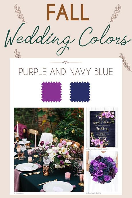 fall wedding colors palette purple and navy blue