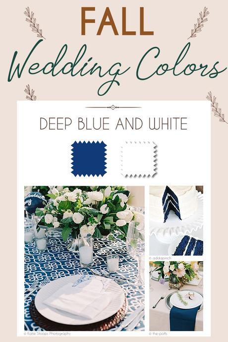 fall wedding colors palette deep blue white