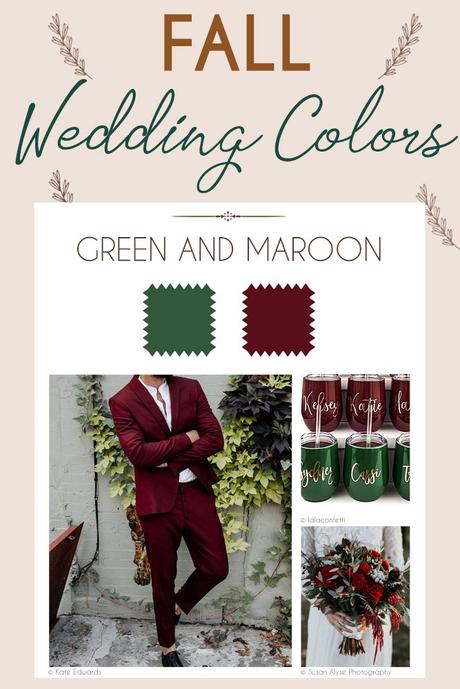 fall wedding colors palette green and maroon