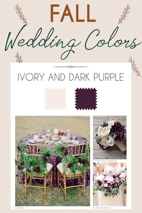 fall wedding colors palette ivory and dark purple palette