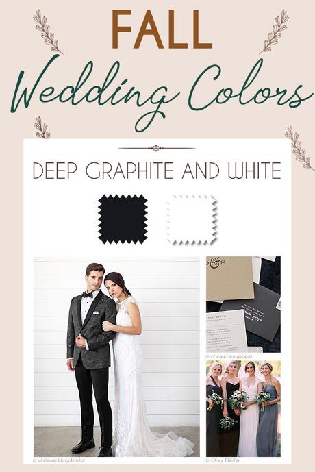 fall wedding colors palette deep graphite and white