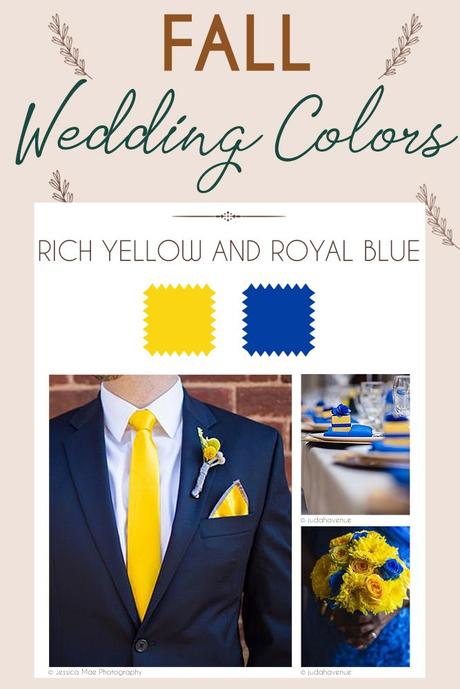 fall wedding colors palette rich yellow royal blue