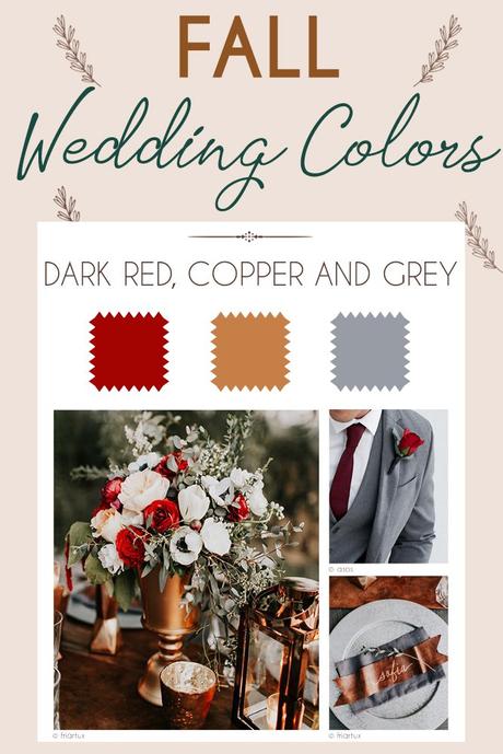 fall wedding colors palette dark red copper grey