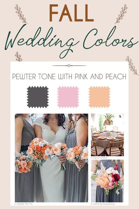  fall wedding colors palette pewter tone with pink and peach