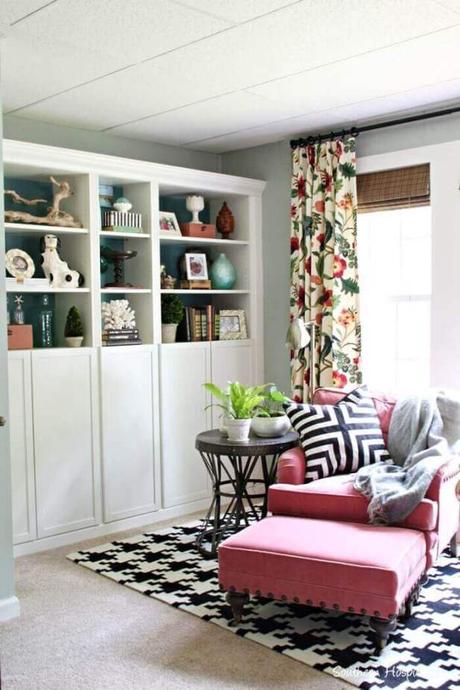Trendy Retro Floral-Patterned Curtain Living Room Ideas