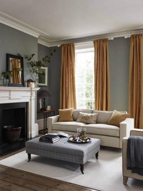 Golden Rod Curtain in Gray Living Room Ideas