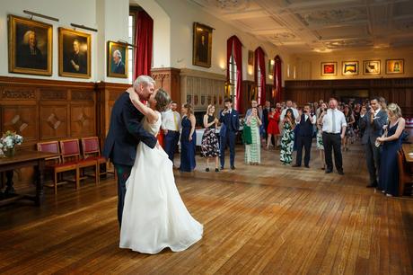 bride and grooms first dance at a pembroke college wedding
