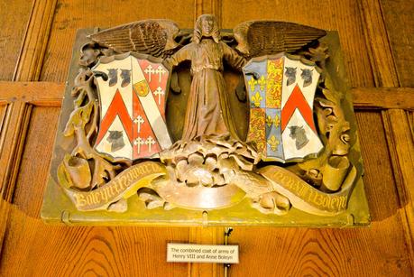 The combined coat of arms of Henry and Anne boleyn, hever castle