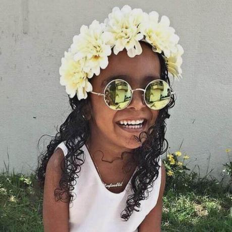 Little Black Girl Hairstyles Free Flowing Curls with Flower Crown