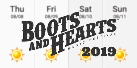 Boots & Hearts 2019 Weather Forecast