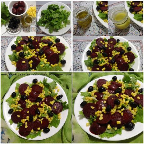 SALADE DE BETTERAVE, MAIS SUCRÉ ET OLIVES NOIRES / BEETROOT, SWEET CORN AND BLACK OLIVES SALAD / ENSALADA DE REMOLACHA, MAIZ DULCE Y ACEITUNAS NEGRAS / سلطة البنجر و الذرة الحلوة و الزيتون الاسود