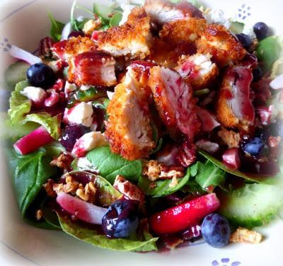 Crispy Chicken Salad with a Blueberry Vinaigrette